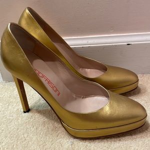 Bruno Frisoni women’s high heels pumps stilettos gold metallic sparkle 37